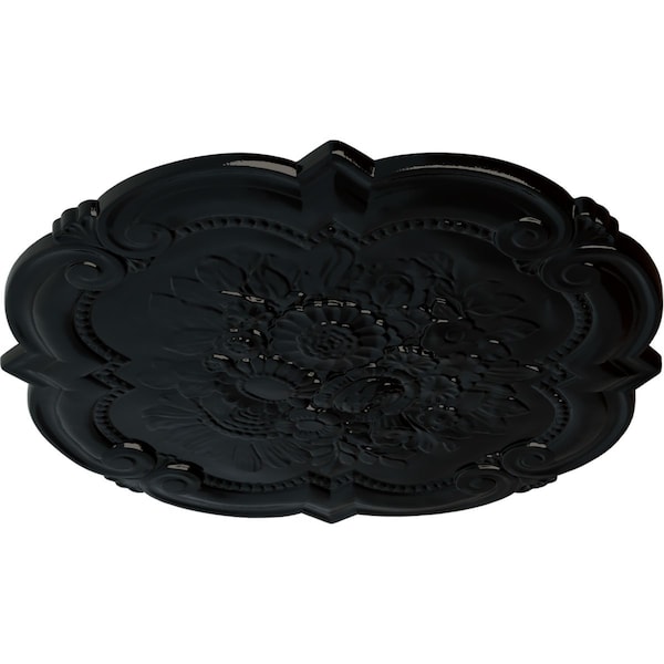 Victorian Ceiling Medallion, Hand-Painted Black Pearl, 24 3/8OD X 1P